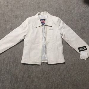 Principia genuine white leather jacket size M
